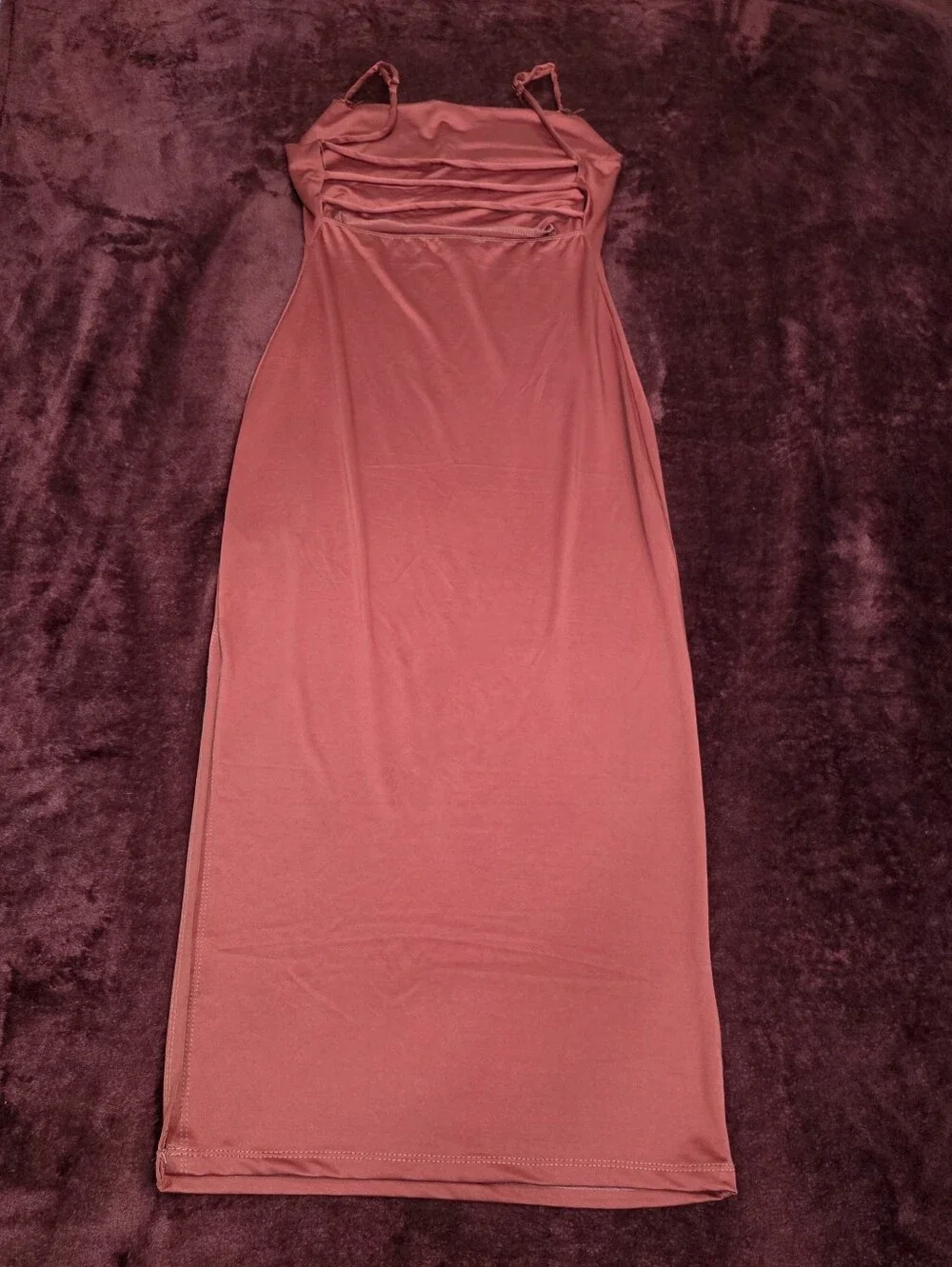 VIBE COWL NECK MIDI SLIP DRESS